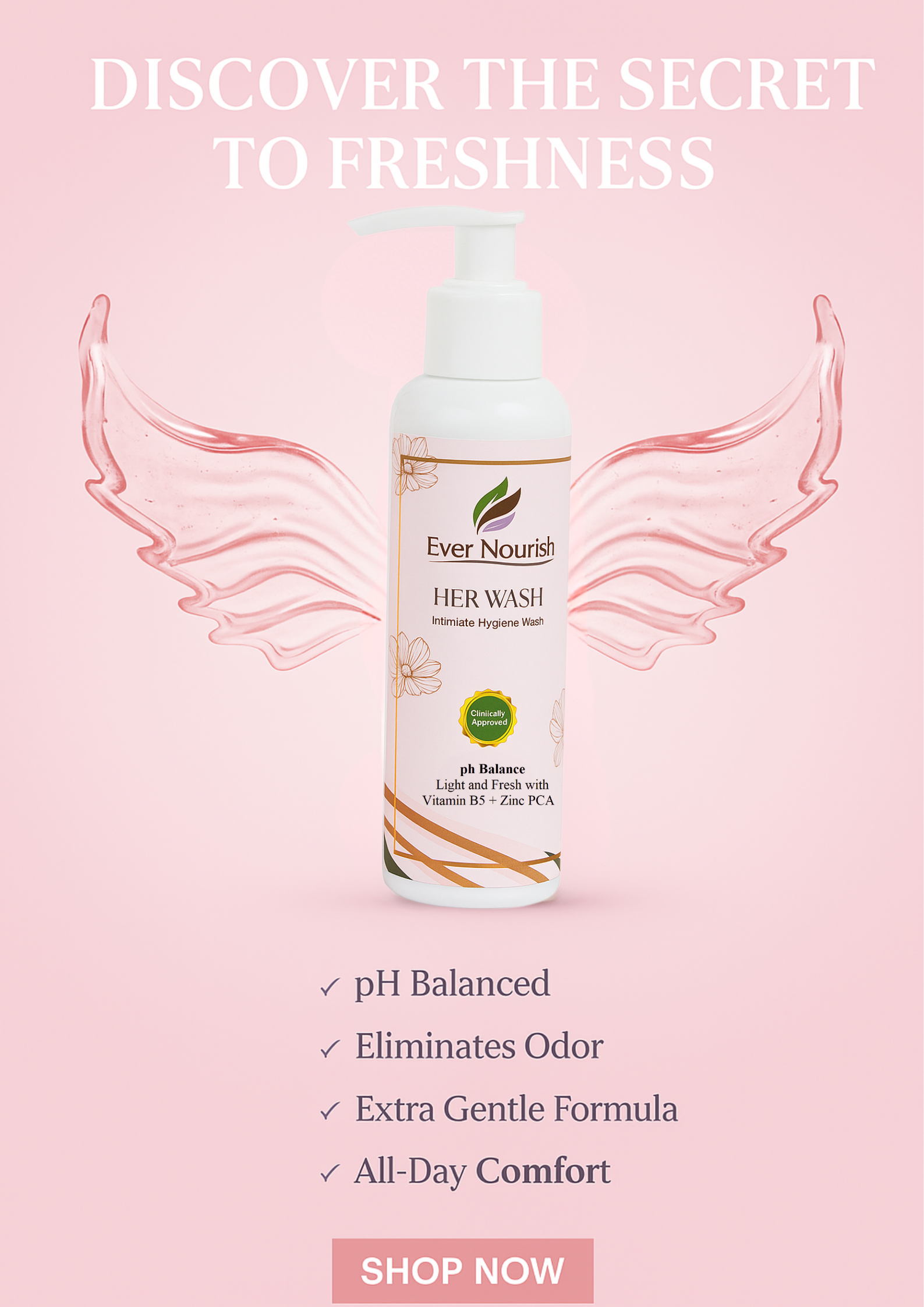 HER Intimate Wash by Ever Nourish – pH Balanced, Gentle Daily Cleanser for Women
